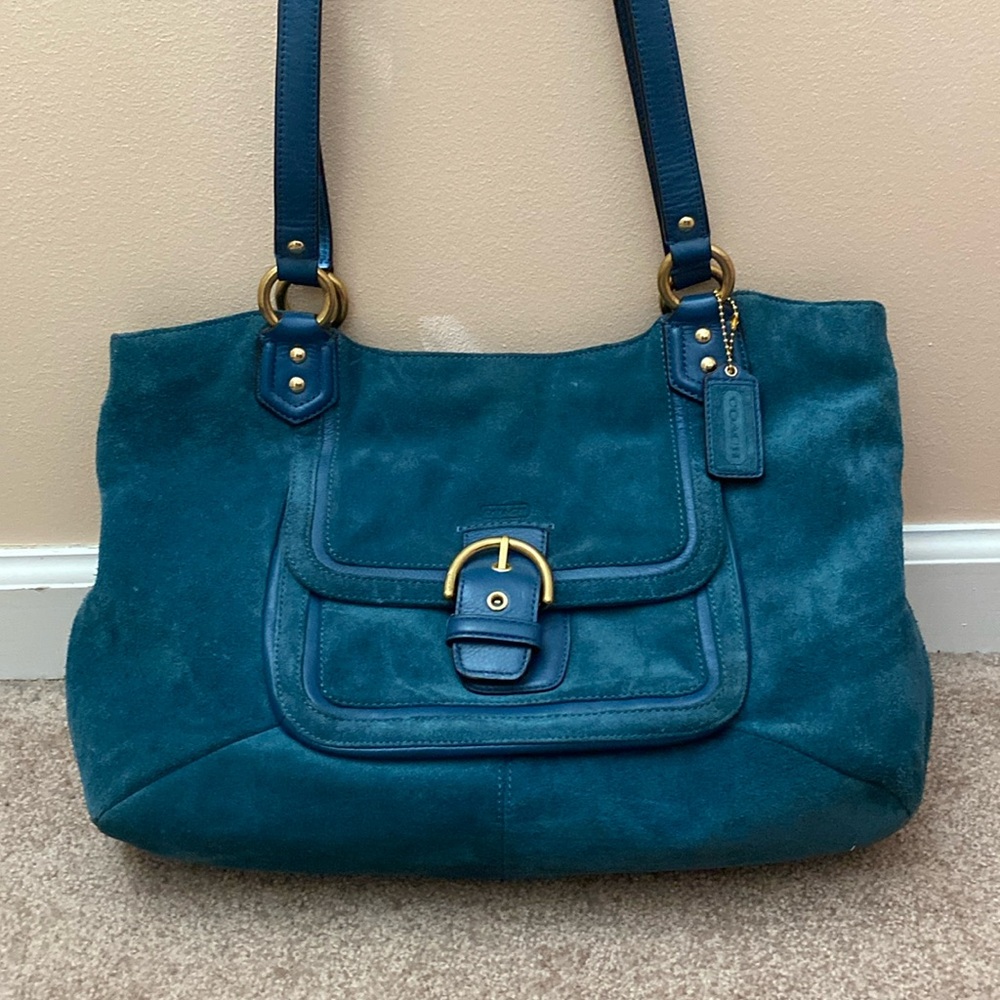 Teal Suede Coach Carryall